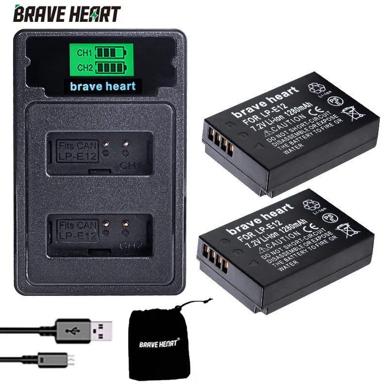 2X LP E12 LPE12 батарея для камеры Bateria Batterie AKKU + двойное зарядное устройство типа c Canon M