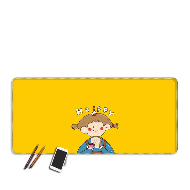 

W&G Japanese Vitality Girl Mouse Pad Increase Cartoon Pink Cute Kawaii Writing Creative Little Fairy PU Learher Table Mat