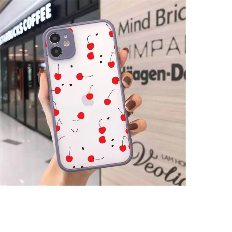 

Fruit cherry food pattern Phone Case matte transparent For iphone 7 8 11 12 plus mini x xs xr pro max cover