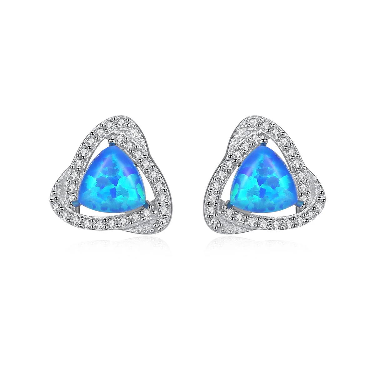 

S925 Sterling Silver Opal Ear Stud Women's Fashion Simple and Compact