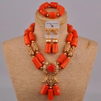 nigeria wedding wedding jewelry african ladies bride wedding dress accessories orange natural coral bead set au 224
