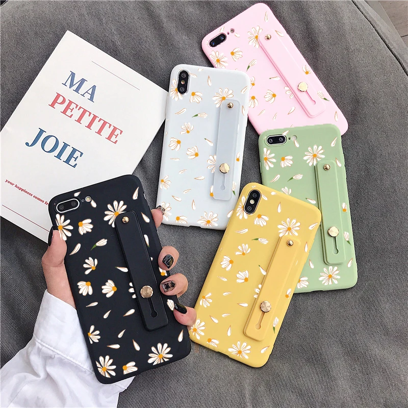 Flower Daisy Wrist Strap Cases For Samsung Galaxy A50 A30S A50s S21 Ultra A51 A71 A21s S10 S20 Plus FE Lite A70 S10 A31 S9 Plus