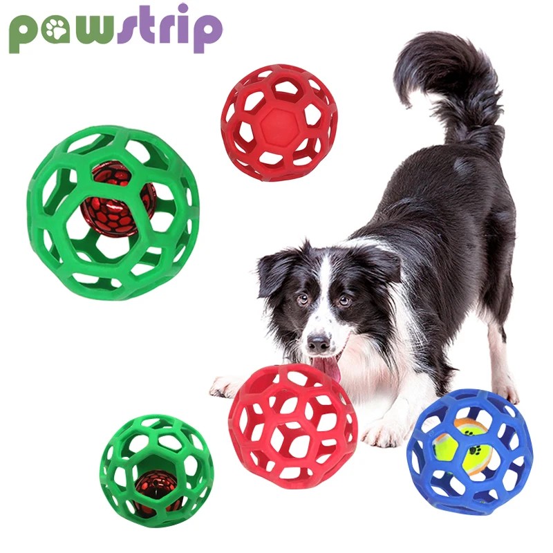 

Dog Hollow Ball Toy Rubber Chew Toys For Dogs Cleaning Teeth Molar Bite Resistant Toy with Bell Puppy Training Game Pet Supplies