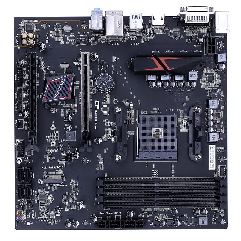 Цветная материнская плата BATTLE-AX B450M-G DELUXE V14 двухканальная DDR4 RAM USB3.0 SATA3.0 6 ГБ/сек.