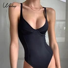 Женское трикотажное боди Weekeep, повседневное однотонное боди с низким вырезом, комбинезоны без рукавов, базовая уличная одежда в стиле 90-х в стиле Харадзюку, на лето