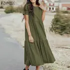 Женский сарафан с рюшами, лето 2021, Повседневный, с коротким рукавом, с круглым вырезом