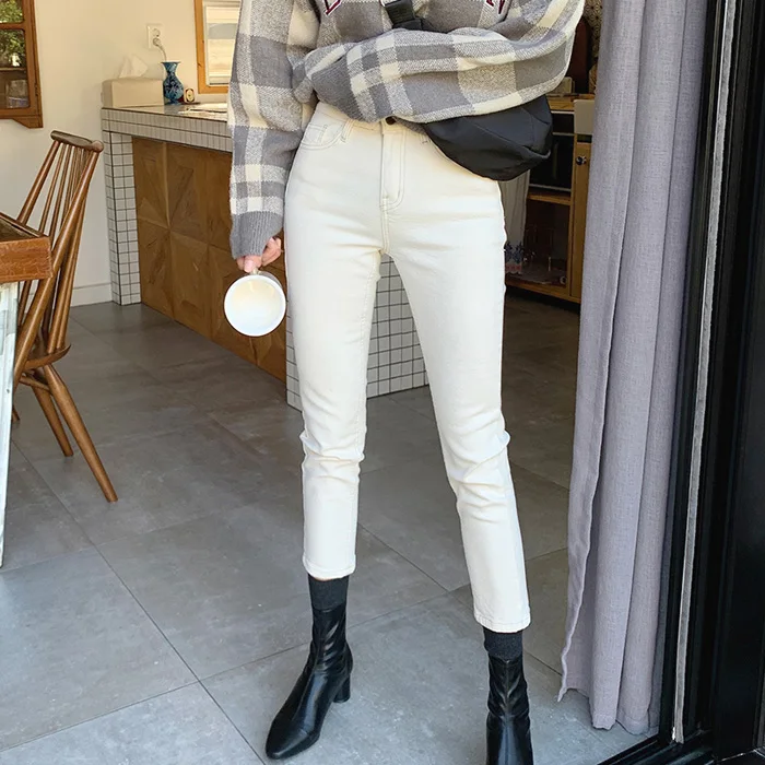 Брюки капри женские джинсовые модные штаны одежда для женщин черные белые|Узкие