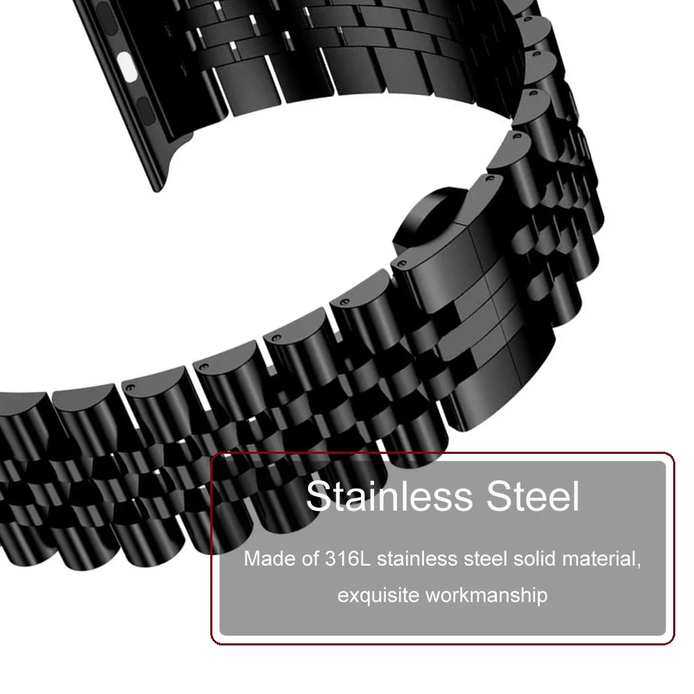 Браслет из нержавеющей стали для apple Watch Band Series 5 6 SE 44 мм 40 мужской звеньевой