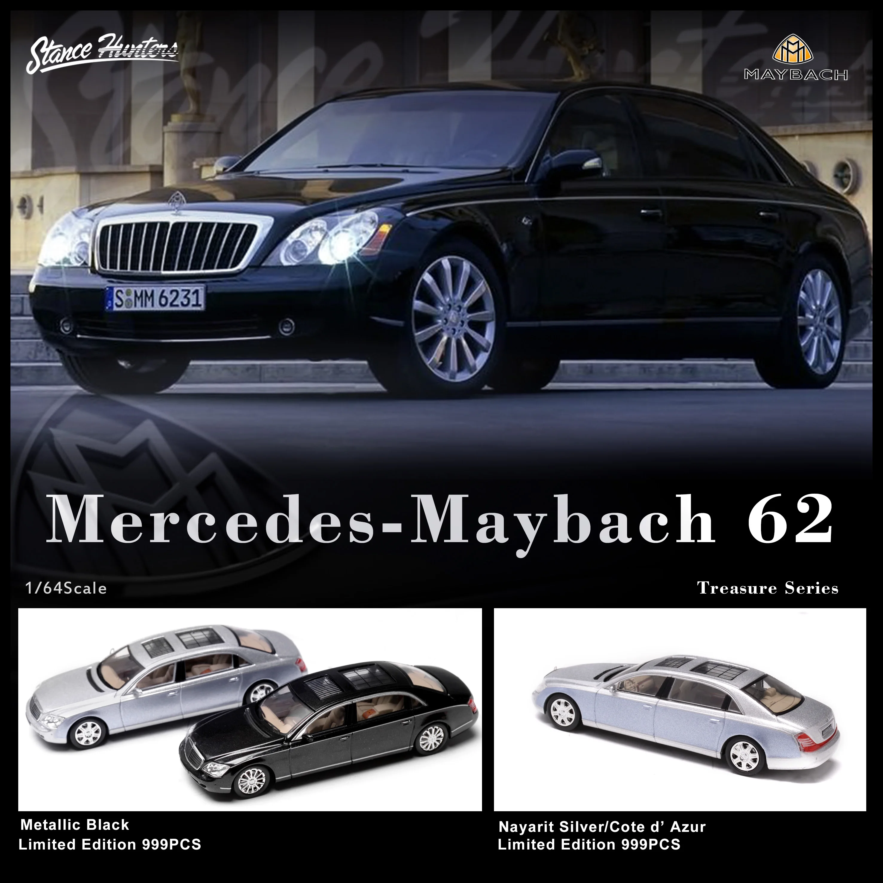 

Stance Hunters SH 1:64 Maybach62 limited 999pcs Collection of die-cast alloy car model decoration gifts