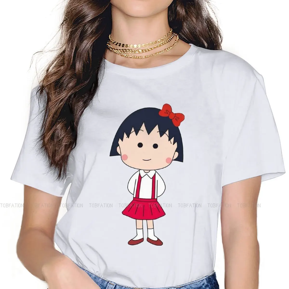 

Cute Women Tshirts Chibi Maruko-chan Anime Gothic Vintage Female Clothing Big size Cotton Graphic Clothes