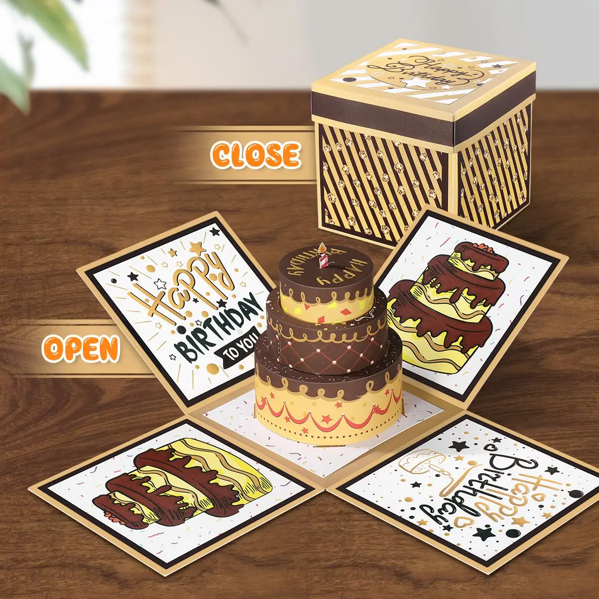 partykindom Coffee Birthday Paper Cake Creative Surprise 3D Wish Card Gift Box Explosion Pop Up Greeting Papercraft | Дом и сад