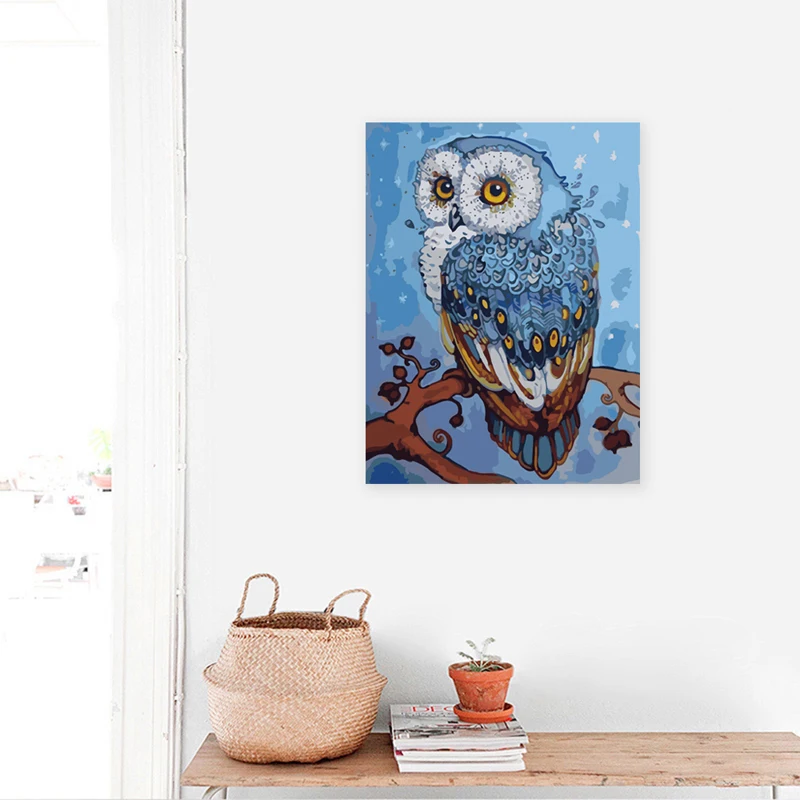 Frameless Colorful Owl Animals Abstract Painting Diy Digital By Numbers Modern Wall Art Picture Children Draw Traning | Игрушки и хобби