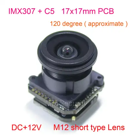 (+ 12 В) 17x17 мм AHD 1080P или CVBS 1/2.8 "STARVIS IMX307 CMOS-датчик + C5 системная плата, модуль + M12 объектив