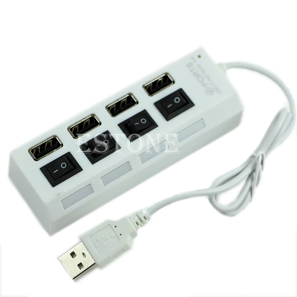 

New 4 Port USB 2.0 High Speed External Multi Expansion Hub with ON OFF Switch H052
