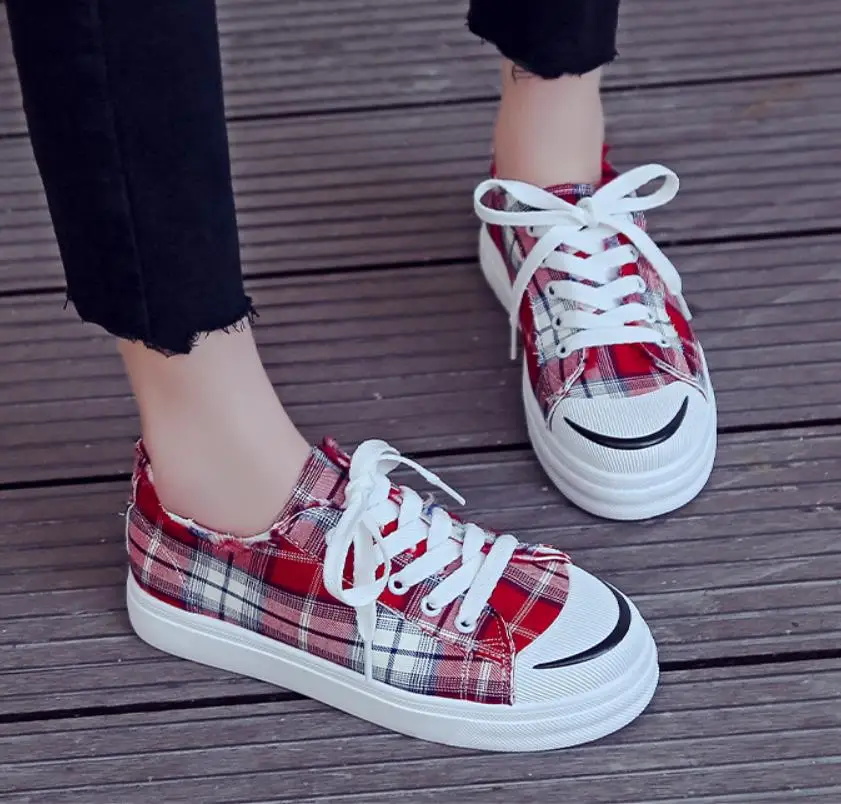 Женская обувь в клетку европейском и американском стиле Популярная повседневная