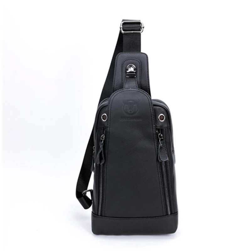 

Captain Niu Men's Leather Chest Bag Fashion Travel Shoulder Bag Top Layer Cowhide Business Messenger Bag Male Large Capacity