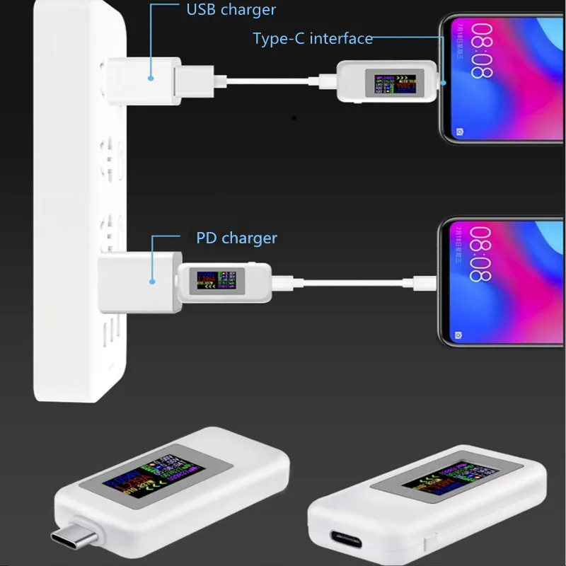 Usb тестер Type C 4 30 в напряжения тока ЖК дисплей USB зарядное устройство Тестер