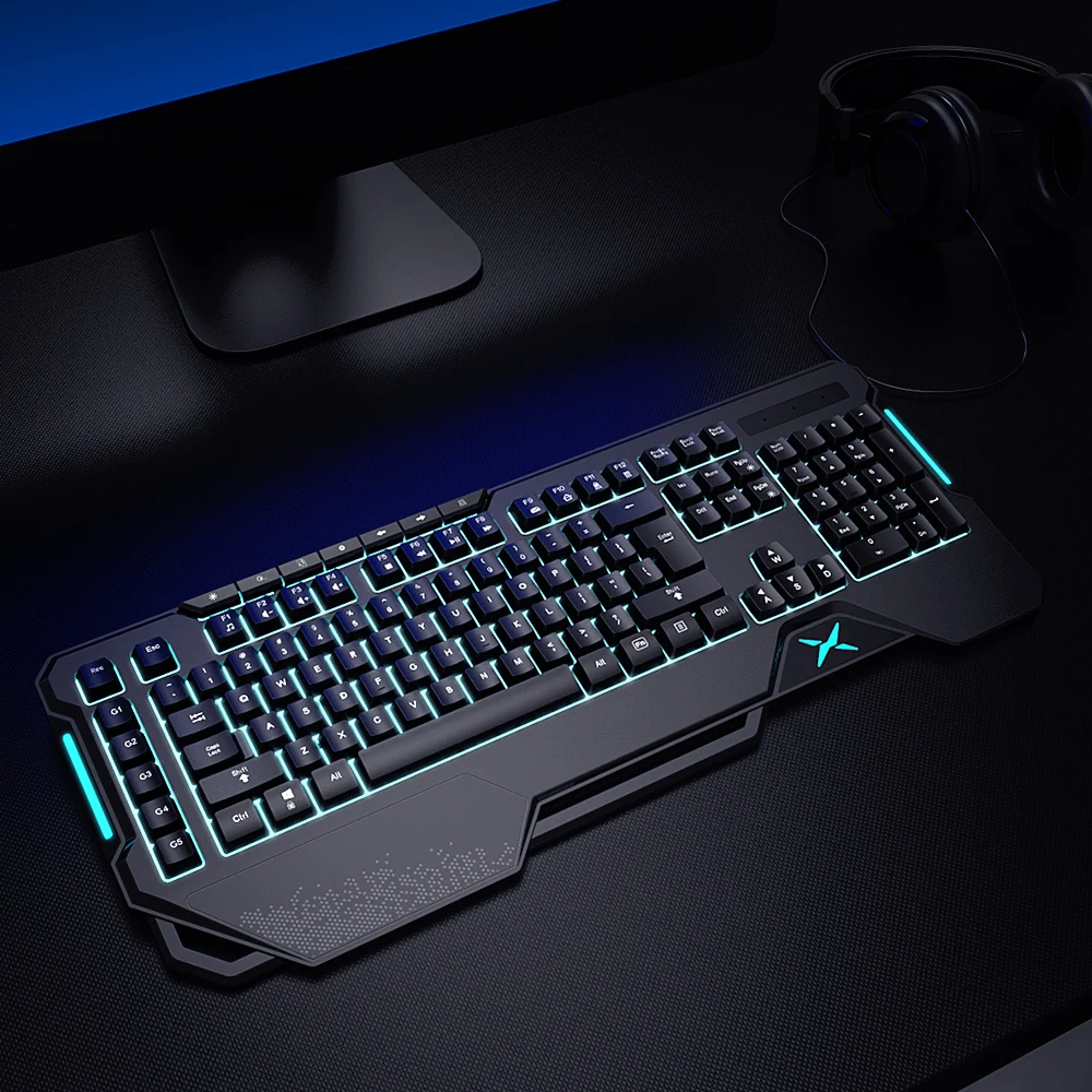 delux k9600 rgb backlight gaming keyboard 104 13 keycaps russian enlgish layout keypads with palm rest for windows gamer free global shipping