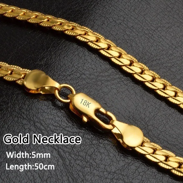 

5MM Fashion Jewelry Men Women Gold Necklace Sideways Snake Chain Necklace 20 Inch Accessories Bijoux Femme Hip Hop Jewelry