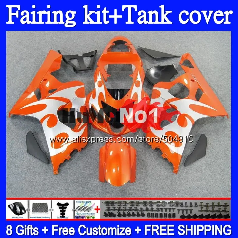 

+Tank For SUZUKI GSXR600 GSXR 600 750 GSX R750 K4 GSXR-750 Orange silver 64MC.58 600CC GSX-R600 GSXR750 04 05 2004 2005 Fairings