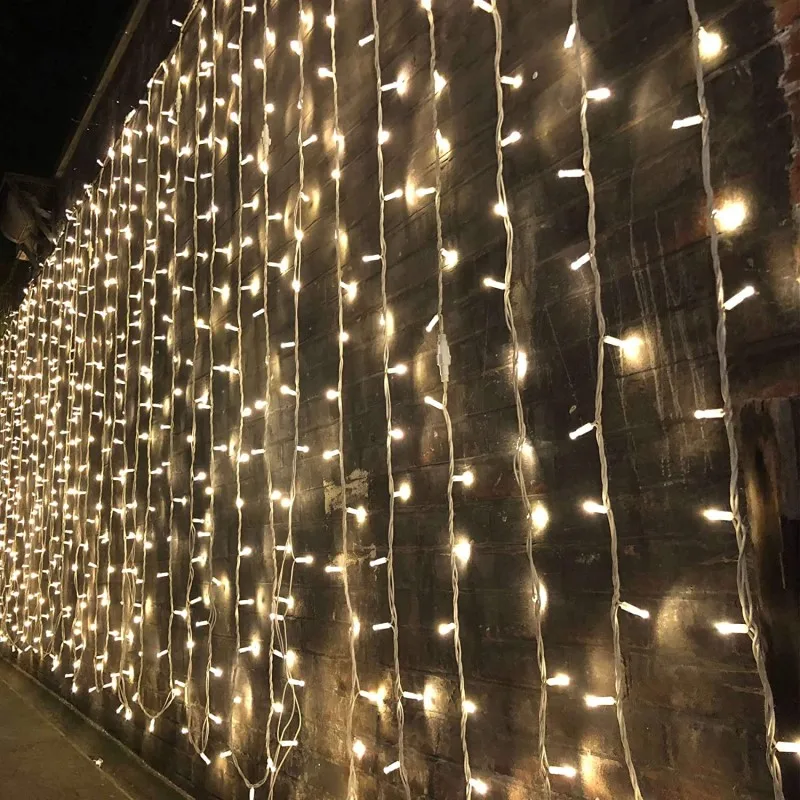 Cortina de luces LED para decoración navideña, guirnalda de luces para interiores y exteriores, para el hogar, habitación, Año Nuevo y boda, 3M, 6M, 9M