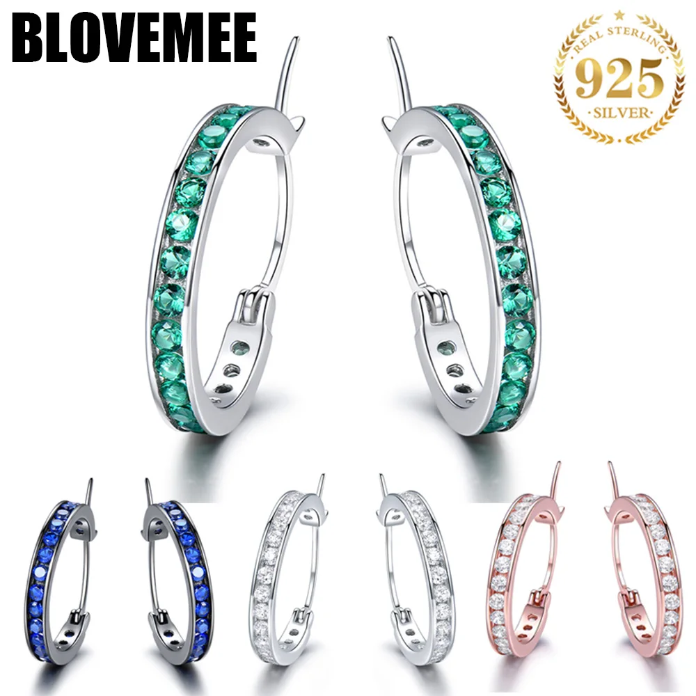 

925 Sterling Silver Hoop Earrings For Women Unusual Earings Trend Small Piercing Round Party Classic Ear Cuffs Women's Jewelry