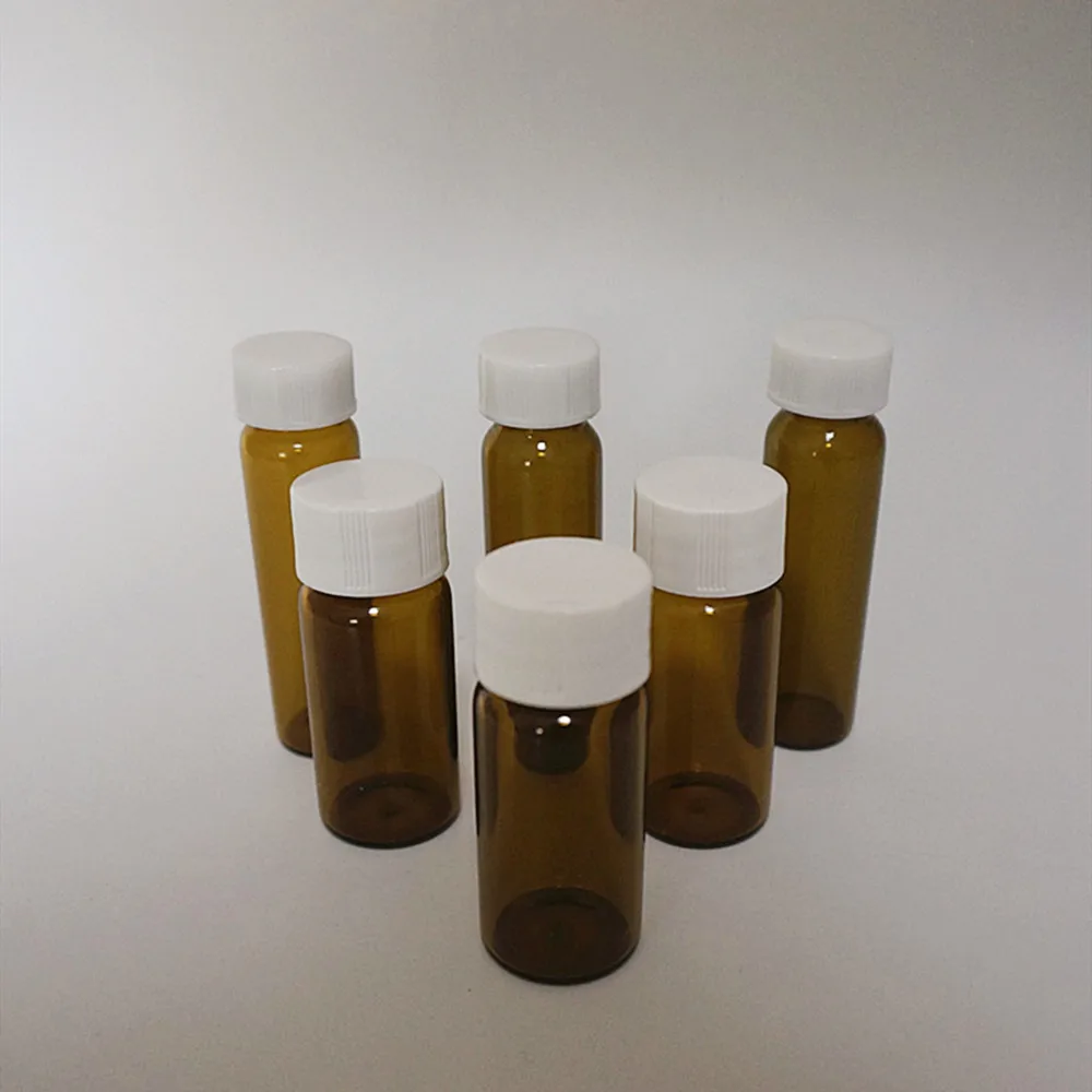 

20pcs/pack 3ml 5ml 10ml 15ml 30ml 40ml 50ml brown Glass Seal Bottle Reagent Sample Vials With Plastic Lid Screw Cap