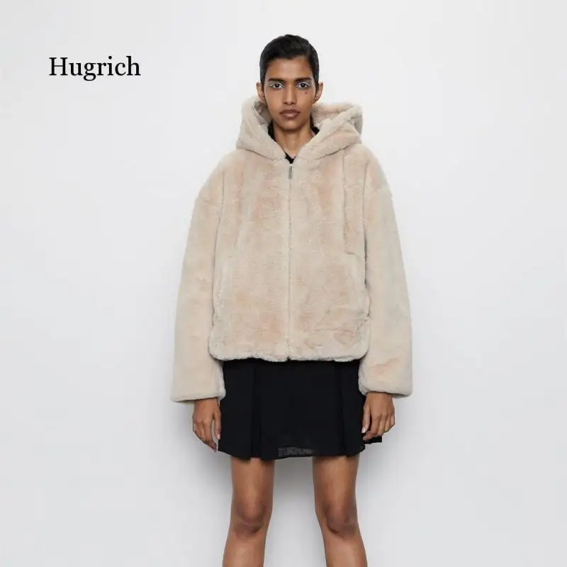 

Women's Winter High Quality 2021 Beautiful Elegant Fur Loose Hooded Plush Coat On Both Sides