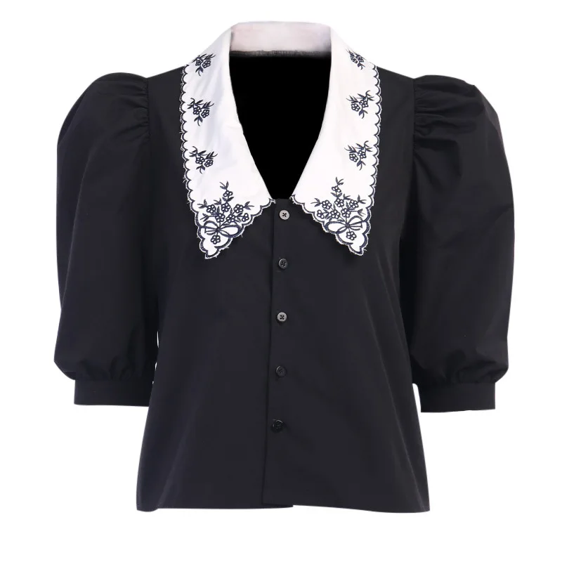 

short sleeve shirt women's summer V-neck lace collar splicing top Nibber office ladies ChiffonT-shirts Harajuku tee shirts