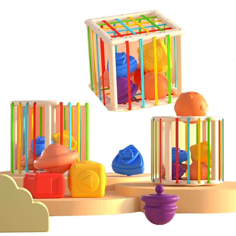 

Montessori Material Shape Sorting Block Toys Box Animal Geometric Baby Games Educational Touch Sensory Toy For Infant Fine Motor