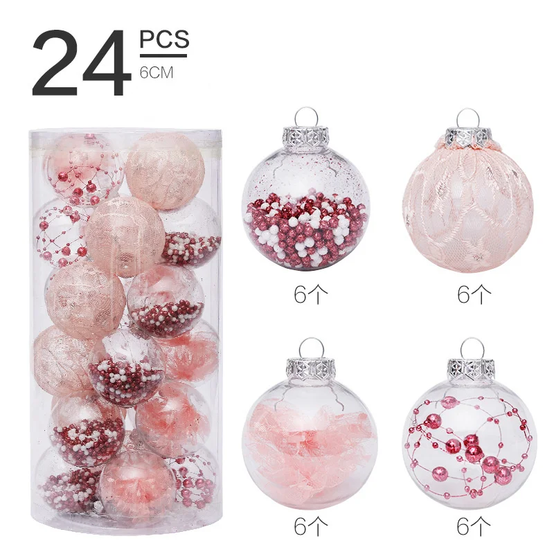 

6cm/24cm Christmas Tree Ball Decorations Painted Pet Transparent Ball Christmas Ball Set Christmas Tree Pendant