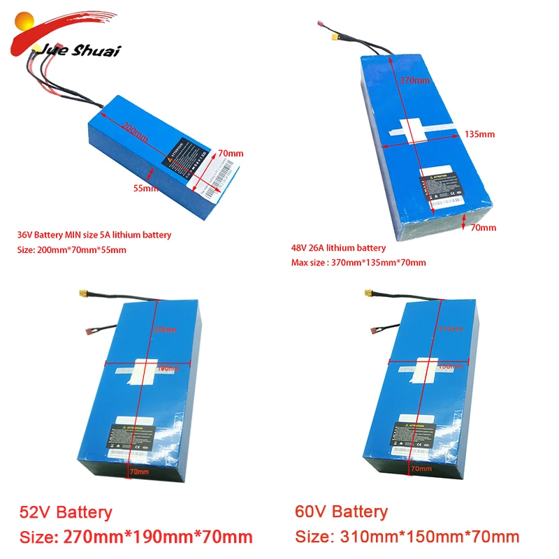 Литий ионный аккумулятор для электрического велосипеда/скутера 36 В 48 52 60 5 А/ч с