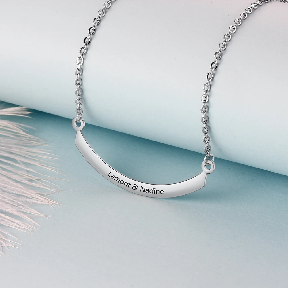 Выгравированная изогнутая перекладина ожерелье на заказ любые названия кулон с