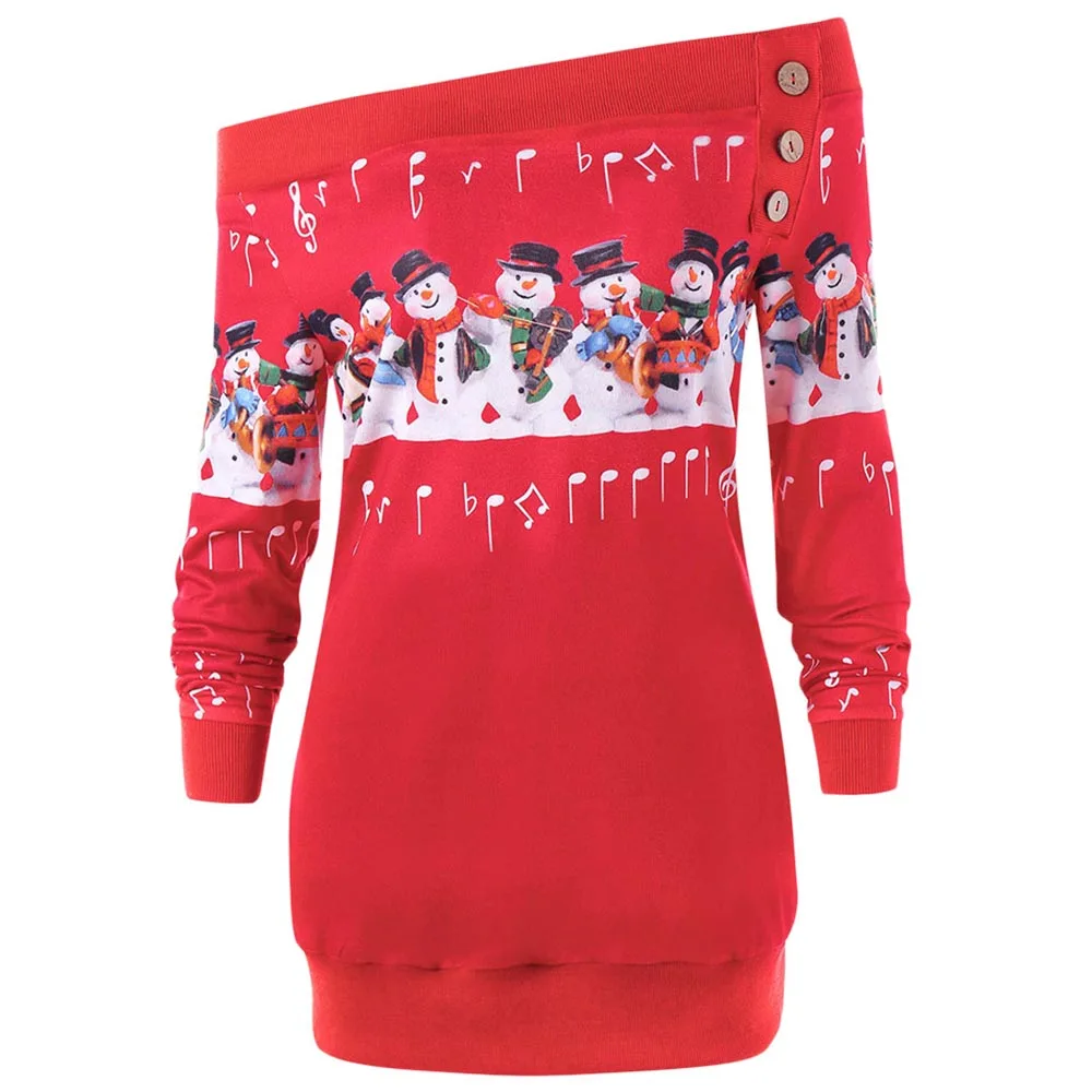 ROSEGAL/Рождественская Толстовка размера плюс с принтом снеговика музыкальных нот