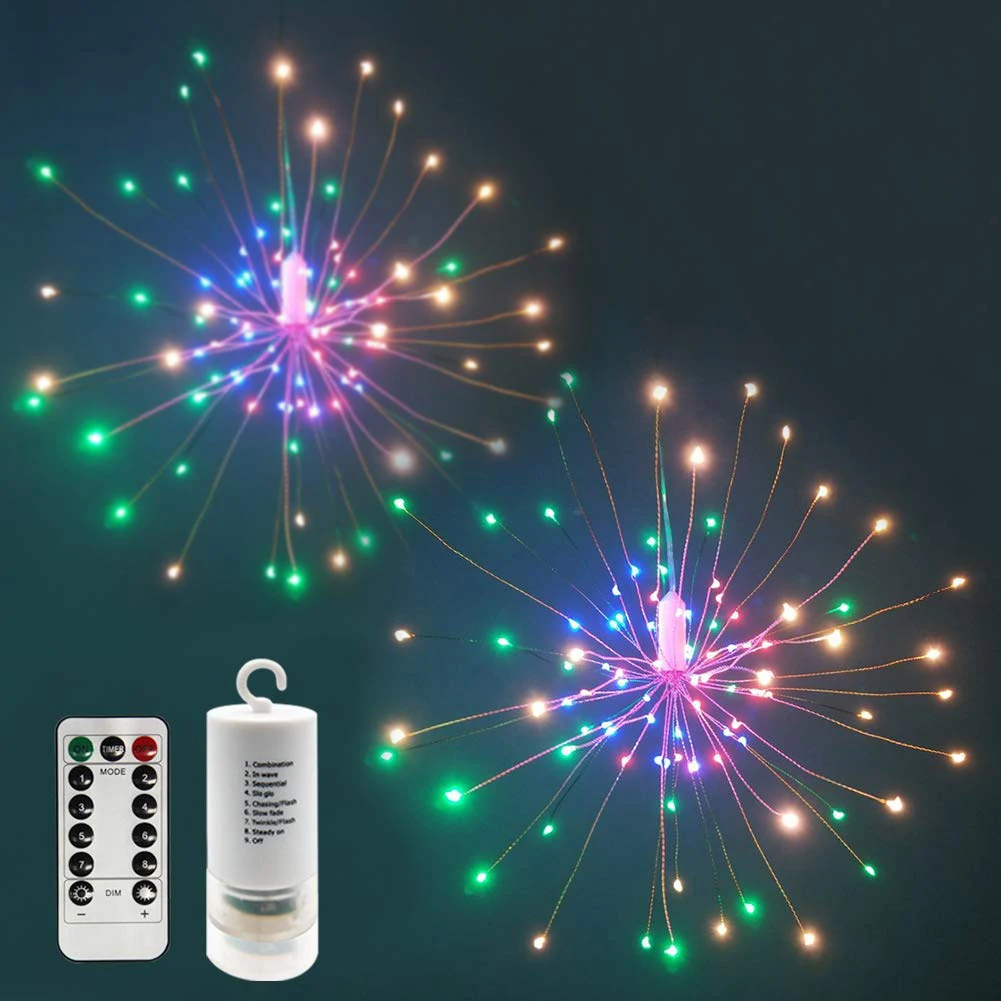 Фестиваль подвесные гирлянды Starburst 100-200 светодиодов DIY фейерверк медная Фея гирлянда Рождественские огни Открытый мерцающий свет