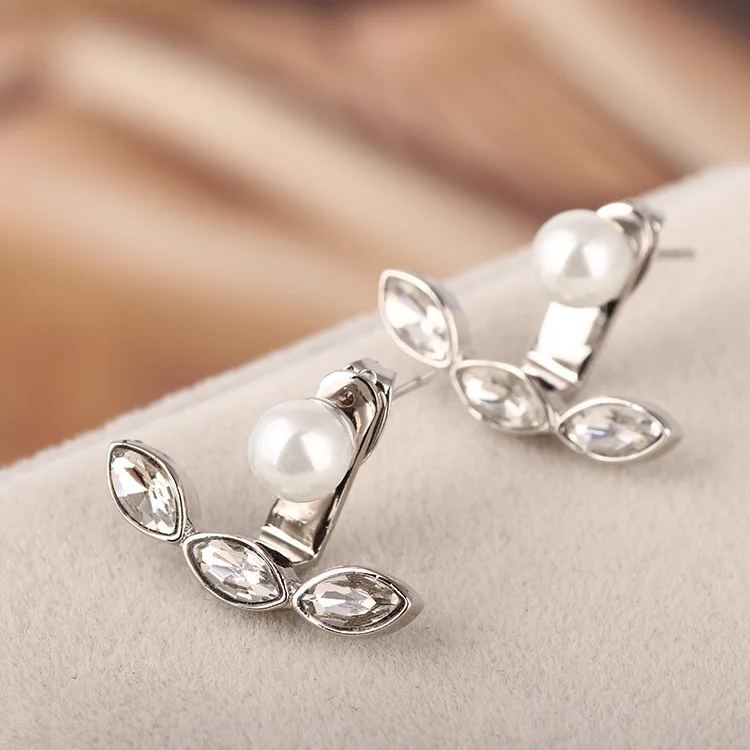 

European and American Brand Ornament Wholesale Diamond-Embedded Back-Mounted Shiny Ear Studs Earrings Women's Jewelry