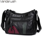 Женская сумка через плечо, черная, зимняя, из промытой кожи