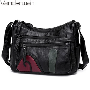 Женская сумка через плечо, черная, зимняя, из промытой кожи