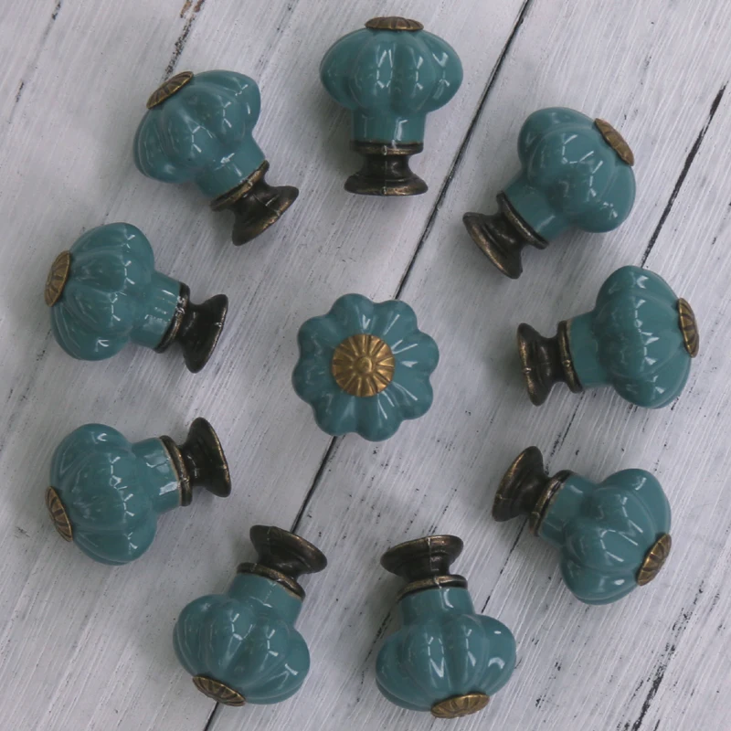 10PCS Vintage Ceramic Knobs and Handles Door Cupboard Drawer Small Pull Knob Handle,Furniture Hardware