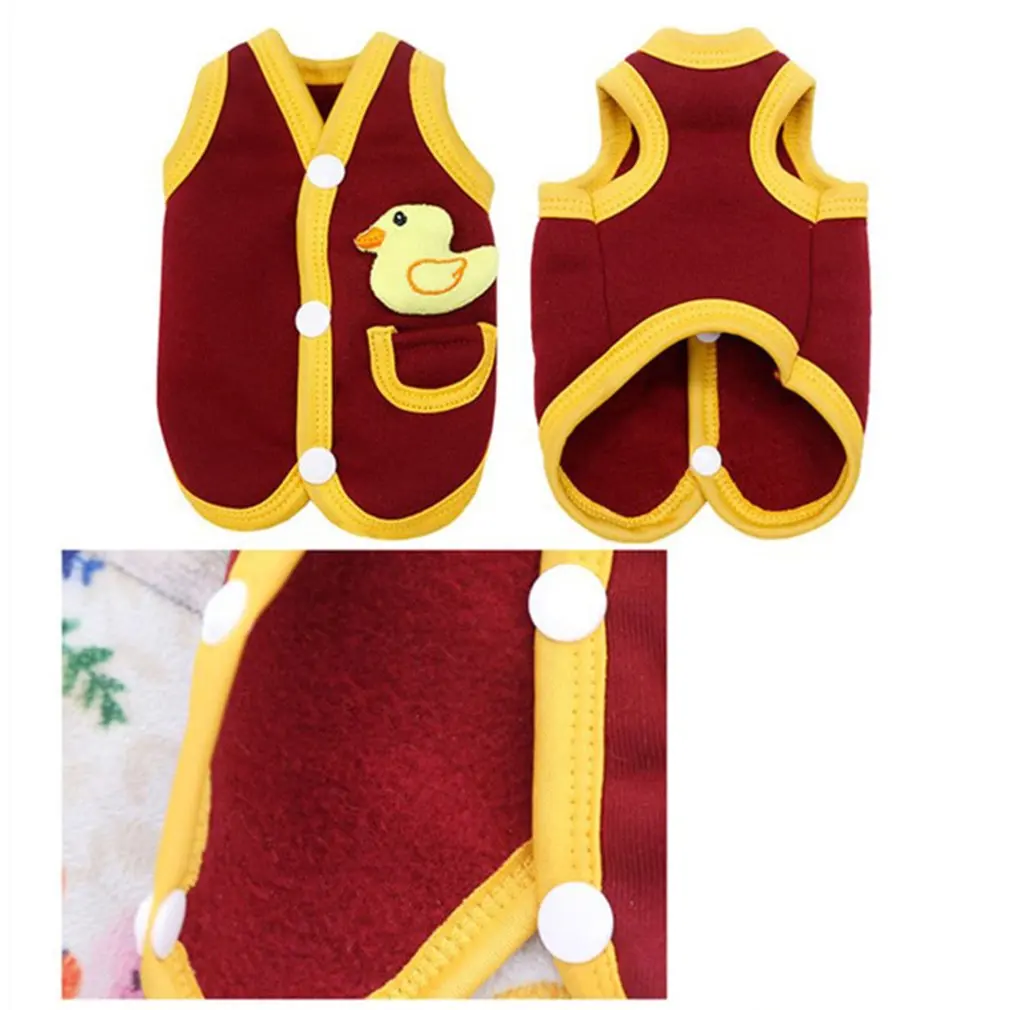 

Comfortable Pet Vest Fleece Skin-friendly Fabric Keep Warm Cat And Dog Autumn Winter Lovely Duck Pattern Vest
