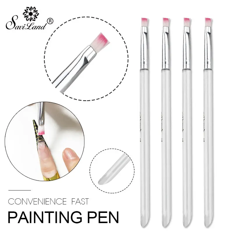 Белая кисть для рисования SAVILAND УФ гель ногтей черная ручка кисти маникюра