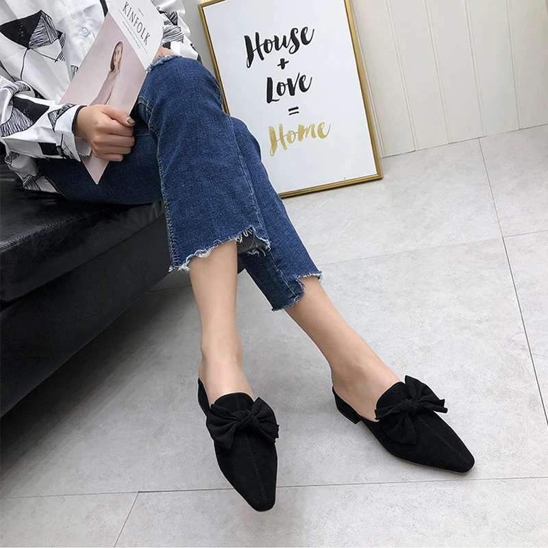 Тапочки на низком каблуке модельная женская обувь дизайнерские шлепанцы Модные