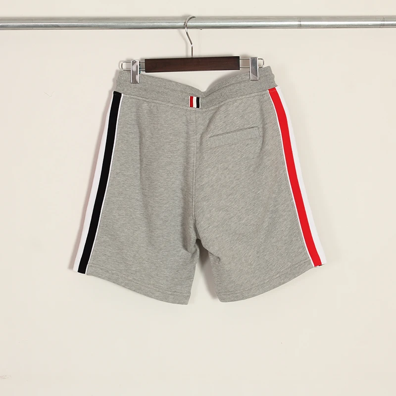 

2021 TB fashion brand casual men cotton red white black striped patchwork sport shorts male gray blue short pants
