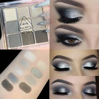 new 9 colors grey smokey palette matte glitter eyeshadow palette black eye shadow smoky eye pigments makeup palette