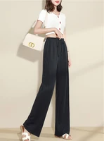 new summer office lady fashion casual brand female women girls loose stretch waist wide leg pants