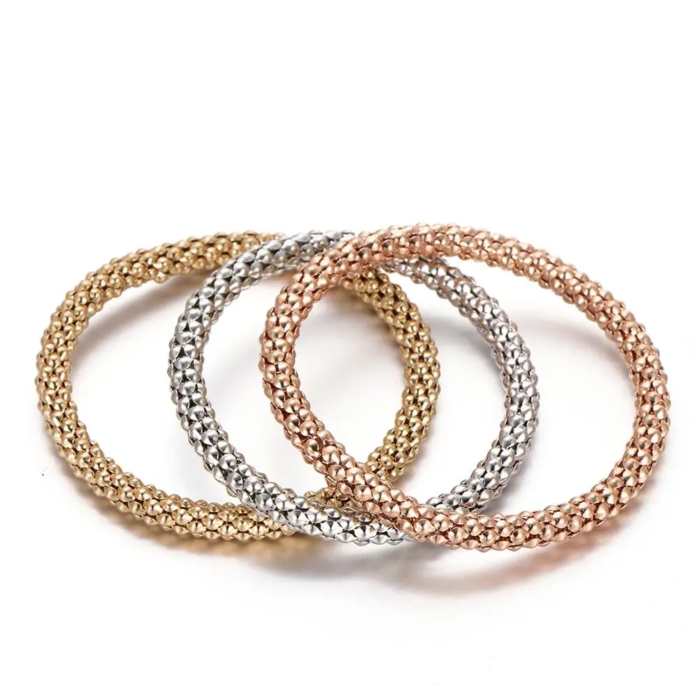 Женские трендовые браслеты с 3 цепочками попкорн эластичные аксессуары для