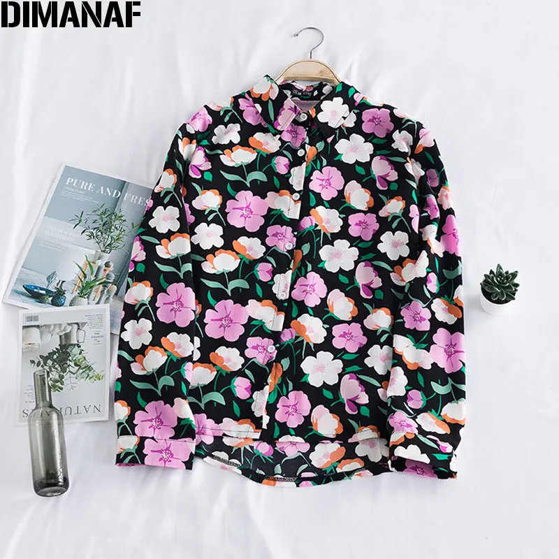 

Женская шифоновая блузка DIMANAF, винтажная блузка большого размера с цветочным принтом и длинным рукавом, 2020