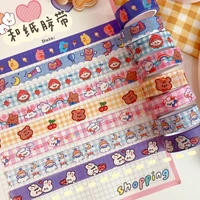 cute cartoon bear and rabbit and paper tape diy hand account decoration can tear tape student box tape roll book sticker