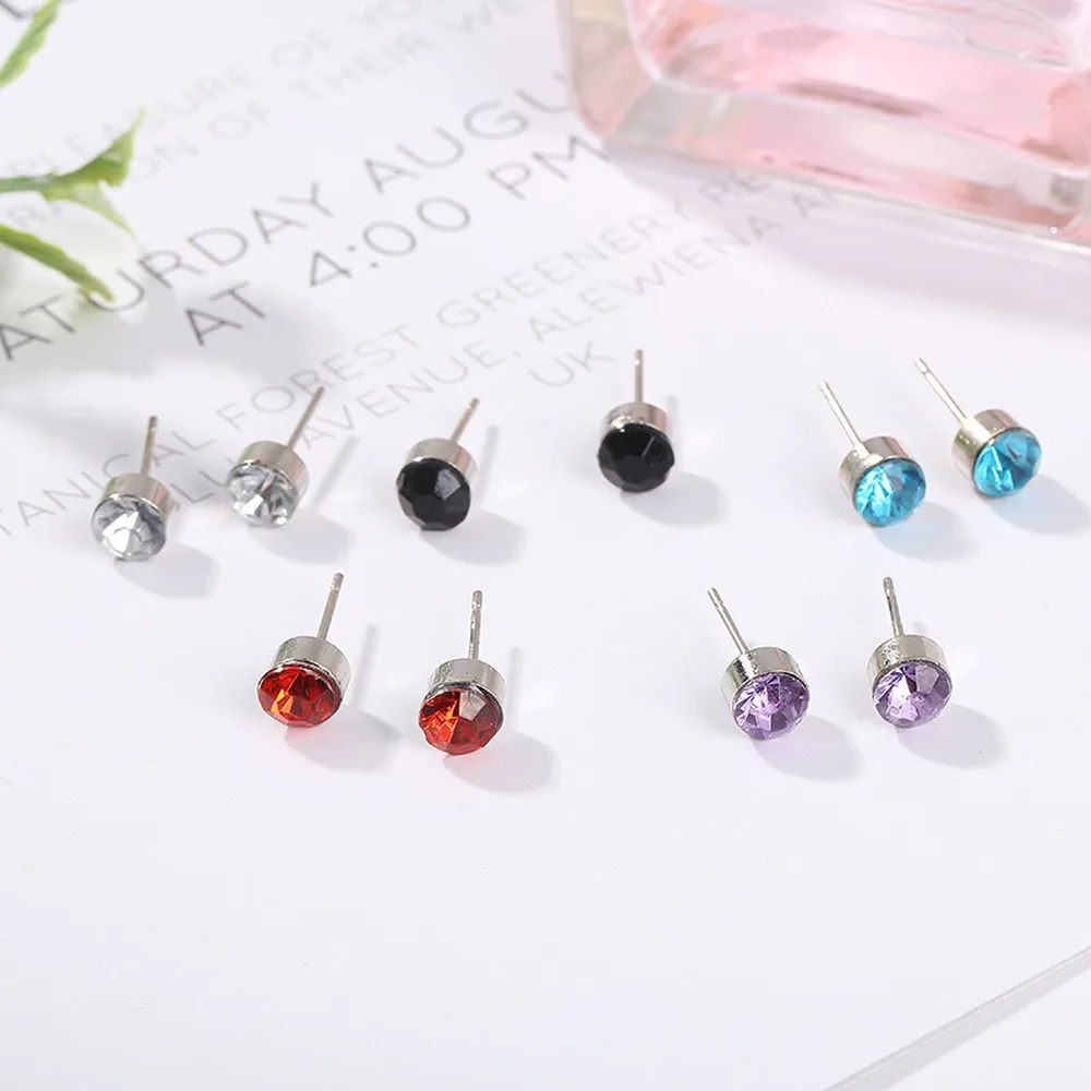 CKW 12 Pairs Colorful Imitation Zirconium Flash Drill Small Earrings For Women Jewelry Accessories Modern Women's | Украшения и