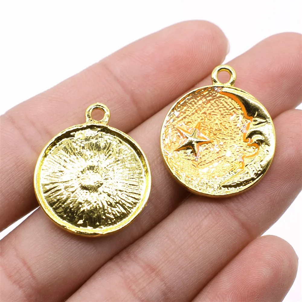 

WYSIWYG 4pcs 23x27mm Charms Crescent Moon Stars DIY Jewelry Findings KC Gold Color Enamel Moon Stars Charms